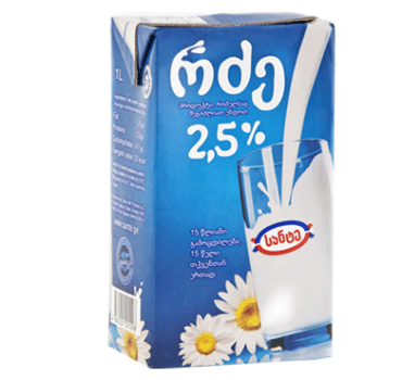 „სანტე“ რძე ულტრაპასტერიზებული 2,5% 1 ლ 
