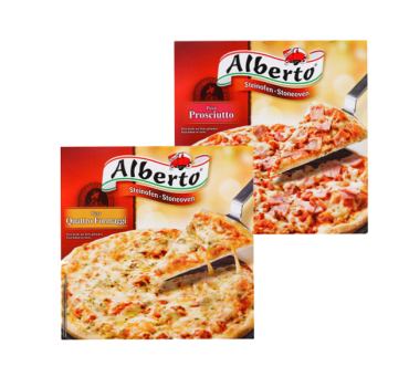 „ალბერტო“ პიცა „დიავოლო“/„პროშუტო“/„ოთხი ყველი“ 320 გ
