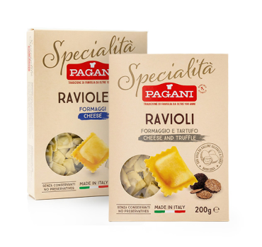 „პაგანი“ რავიოლი ყველით/ტრუფელით ; ტორტელინი ისპანახით და ყველით/შებ.ლორით 250 გ
