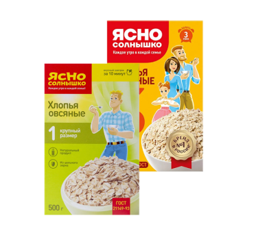 „იასნო სოლნიშკო“ შვრიის ფანტელი N1; N3 350 გ
