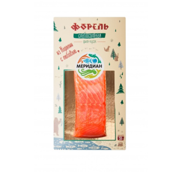 „MERIDIAN“ კალმახის ფილეს ნაჭრები კანით, ნაკლებმარილიანი 150 გ
