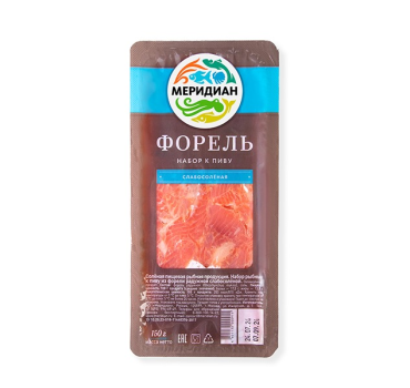 „MERIDIAN“ კალმახის ნაჭრები ნაკლებმარილიანი, ლუდისთვის 200 გ
