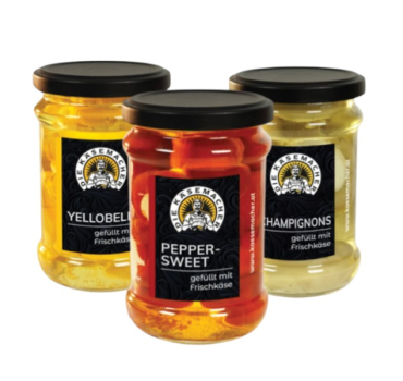 კესენმახერის კონსერვი ცხარე წიწაკის/გოგრის,ყველით/სოკოთი და ყველით/ლეღვითა და ყველით 250 გ
