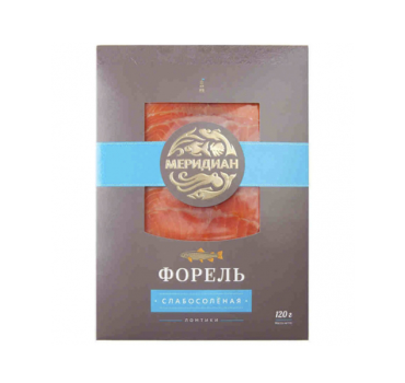 „მერიდიანი“ შებოლილი კალმახის ნაჭრები 120 გ 
