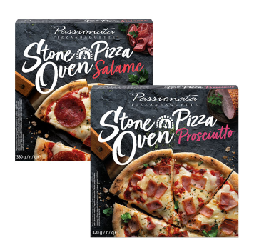 „პასიონატა“ პიცა სალიამით/„პროშუტო“/ოთხი ყველით 330 გ
